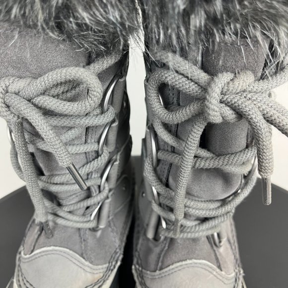 SOREL Joan Of Arctic Insulated Gray Faux Fur Snow Winter Boots Women’s Size US 8 - Picture 7 of 7